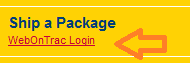 Login link of OnTrac